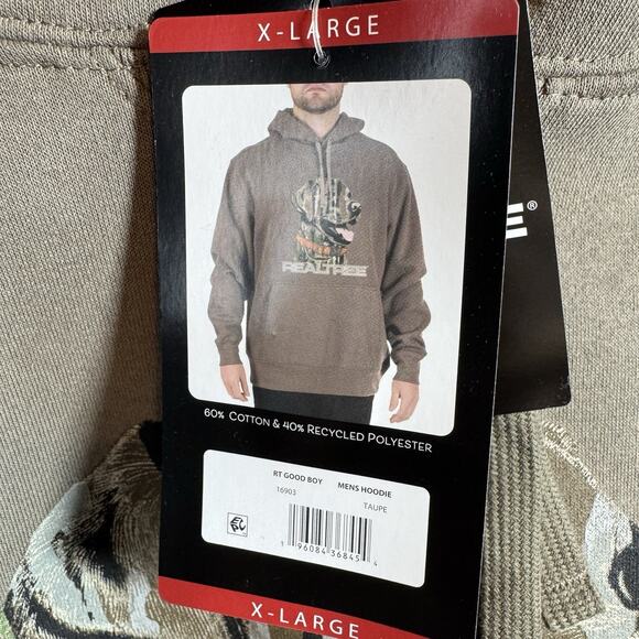 Realtree Hoodie NEW Mens Sz XL Pullover Hunting Outdoor Taupe Hunting Dog - Picture 5 of 11